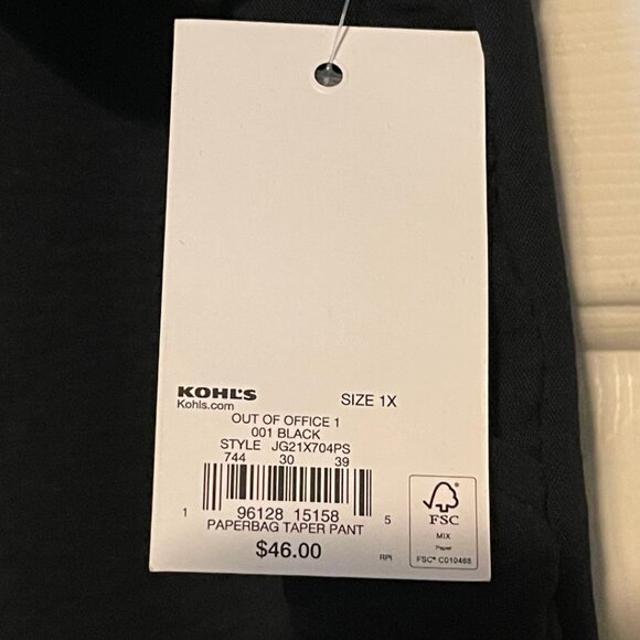 SO Paperbag Waist Tapered Pants Black 1X – NWT - Picture 6 of 6